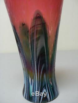 UNUSUAL RINDSKOPF ART GLASS VASE with PULLED FEATHER & OIL SPOT DECORATION