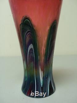 UNUSUAL RINDSKOPF ART GLASS VASE with PULLED FEATHER & OIL SPOT DECORATION