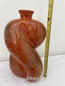 Unique Large Art Deco Style Painted Glass Vase Narrow Neck
