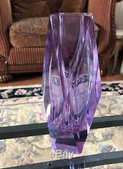 Unique Murano Faceted Sommerso Italian art glass Purple VASE