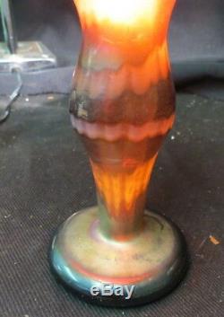 Unmarked KRALIK or LOETZ / fabulous art glass FAN VASE 8.5 tall / broken pontil