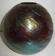 Unsigned Hand Blown Richly Iridized Art Glass Ball Ivy Vase