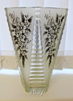 Unusual 1930s Art Deco Enamelled Glass Vase