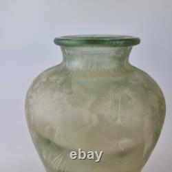 Unusual Large Vintage Glass Vase With Overlay Decoration 32cm High