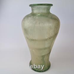 Unusual Large Vintage Glass Vase With Overlay Decoration 32cm High