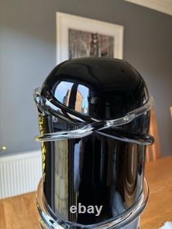 V Large Hand Blown Italian Art Glass Vase 47cm Black Applied Trails Murano Style