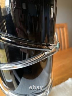 V Large Hand Blown Italian Art Glass Vase 47cm Black Applied Trails Murano Style