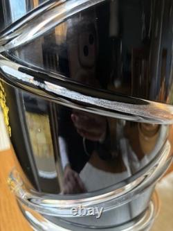V Large Hand Blown Italian Art Glass Vase 47cm Black Applied Trails Murano Style