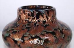 V Nason Italian Art Glass Vase Signed 1999 Copper Adventurine Small 4.5 inches