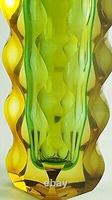 VASE EXBOR OLDRICH LIPSKY 1964 GREEN 60s H. 17 cm CZECHOSLOVAKIAN ART GLASS