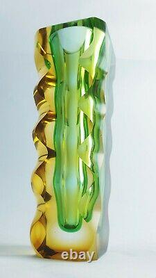 VASE EXBOR OLDRICH LIPSKY 1964 GREEN 60s H. 17 cm CZECHOSLOVAKIAN ART GLASS