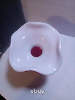 VIETRI Hand blown Glass Vase Outside Red-Inside White Handmade in Poland