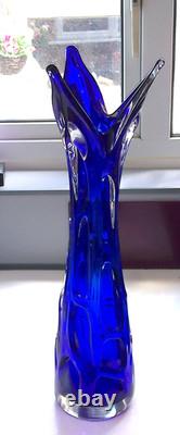 VINTAGE 1960s SKRDLOVICE Designed By JAN BERANEK LARGE ART GLASS VASE STUNNING