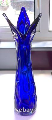 VINTAGE 1960s SKRDLOVICE Designed By JAN BERANEK LARGE ART GLASS VASE STUNNING