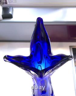 VINTAGE 1960s SKRDLOVICE Designed By JAN BERANEK LARGE ART GLASS VASE STUNNING