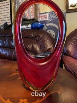 VINTAGE 60-70sMURANO SOMMERSO RUBY RED AMBER SCULPTURE BASKET BOWL 11inches