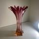 Vintage Murano 13.5'' Amber /red Sommerso Faceted Poli Seguso Art Glass Vase