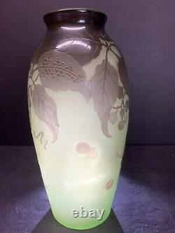 VTG 19th C. DArgental Paul Nicolas Art Glass Nouveau Cameo Scenic Vase Rare