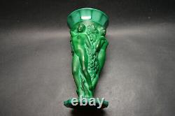 VTG Czech Art Deco Malachite Glass Vase with Nudes Great Harvest C. Schlevogt