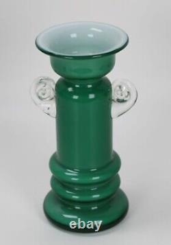VTG Design Poland 7.32 inch Art Glass Green Vase Hand Blown Sluczan-Orkusz