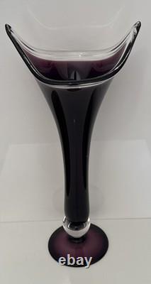 VTG Hand Made 22 Art Glass Vase Cristalli Di Michelangelo Amethyst Purple 1960s