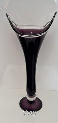 VTG Hand Made 22 Art Glass Vase Cristalli Di Michelangelo Amethyst Purple 1960s