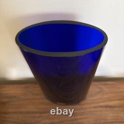 VTG JM Art Glass Vase Cobalt Blue Handmade Portugal 10 RARE Jorgen Mortensen