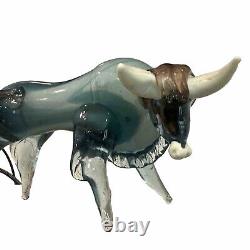 VTG Murano Art Glass Bull Taurus Sculpture MCM Attributed To 10