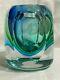 Vtg Murano Sommerso Blue Green Italian Art Glass Vase 4