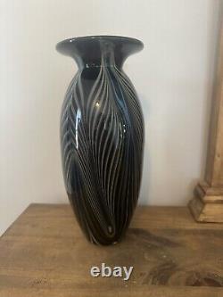 VTG Nelson Signed Amethyst Purple Art Glass Vase 10.5T. Hand Blown