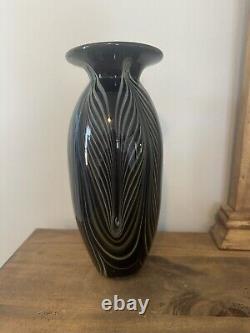 VTG Nelson Signed Amethyst Purple Art Glass Vase 10.5T. Hand Blown