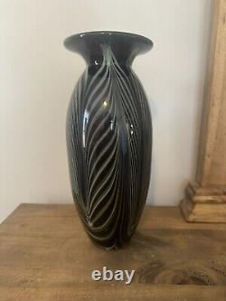 VTG Nelson Signed Amethyst Purple Art Glass Vase 10.5T. Hand Blown