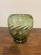 Vtg Steuben Olive Green Optic Swirl Art Glass Vase #6031 Marked 6.75h