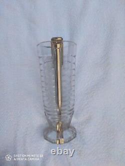 Val-St-Lambert Luxval Marcelle Art Deco Vase, Clear Glass Gold Gilt Vase, Cele