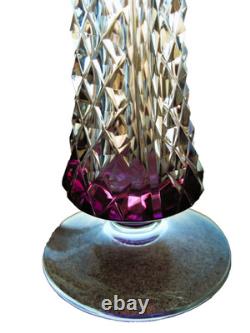 Val St Lambert Patrick J Depuydt Crystal Glass Cranberry Clear Cut Fushia Vase