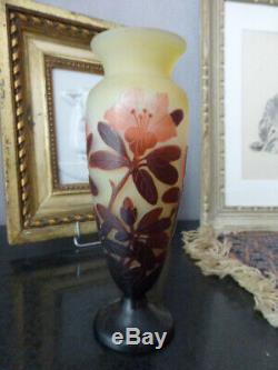 Vase Balustre Art Nouveau Pate De Verre Emile Galle Cameo Etched Glass Mint