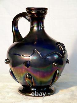 Vase, JUG, ewer, art glass, Webbs Patent, J. T. HR, Bronze glass, Victorian, 10t