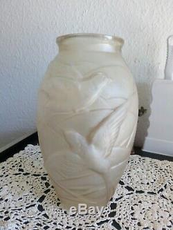 Vase Verre Art Déco 1925 Souchon-Neuvesel Cherbourg Moulé Pressé Molded Glass