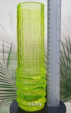 Vaseline Uranium Glass Vase Art Glass Depression Yellow Glass Vase Art Deco