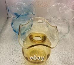 Vases 3 Viteri Hibiscus Art Glass Hand Blown Ruffled Top Italian New Unused