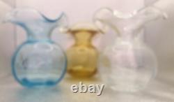 Vases 3 Viteri Hibiscus Art Glass Hand Blown Ruffled Top Italian New Unused