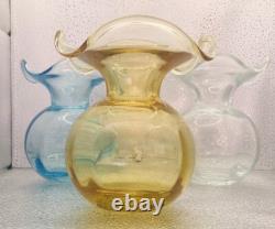 Vases 3 Viteri Hibiscus Art Glass Hand Blown Ruffled Top Italian New Unused