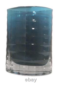 Vases Decorative Glass Vase Mid-20th Century Blue Ridged Double Walled Art Glass