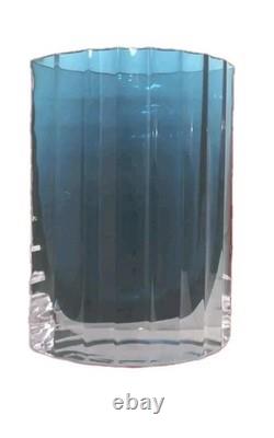 Vases Decorative Glass Vase Mid-20th Century Blue Ridged Double Walled Art Glass