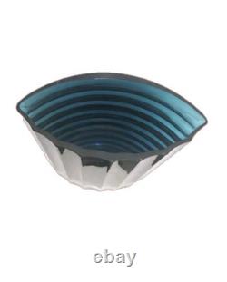 Vases Decorative Glass Vase Mid-20th Century Blue Ridged Double Walled Art Glass