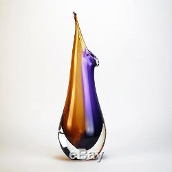 Vases Murano Glass Capri Vase 11h Topaz / Amethyst Italian Art Glass