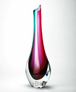 Vases Murano Glass Sorrento Vase 12h Aqua / Ruby Italian Art Glass Vase