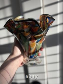 Venetian Style Blown Glass Vase by The Glass Forge, original mint condition