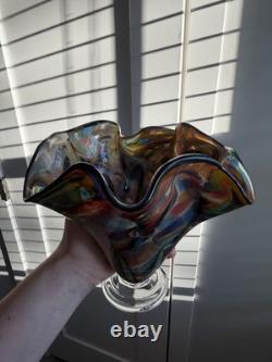 Venetian Style Blown Glass Vase by The Glass Forge, original mint condition