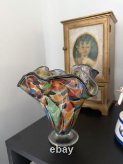 Venetian Style Blown Glass Vase by The Glass Forge, original mint condition